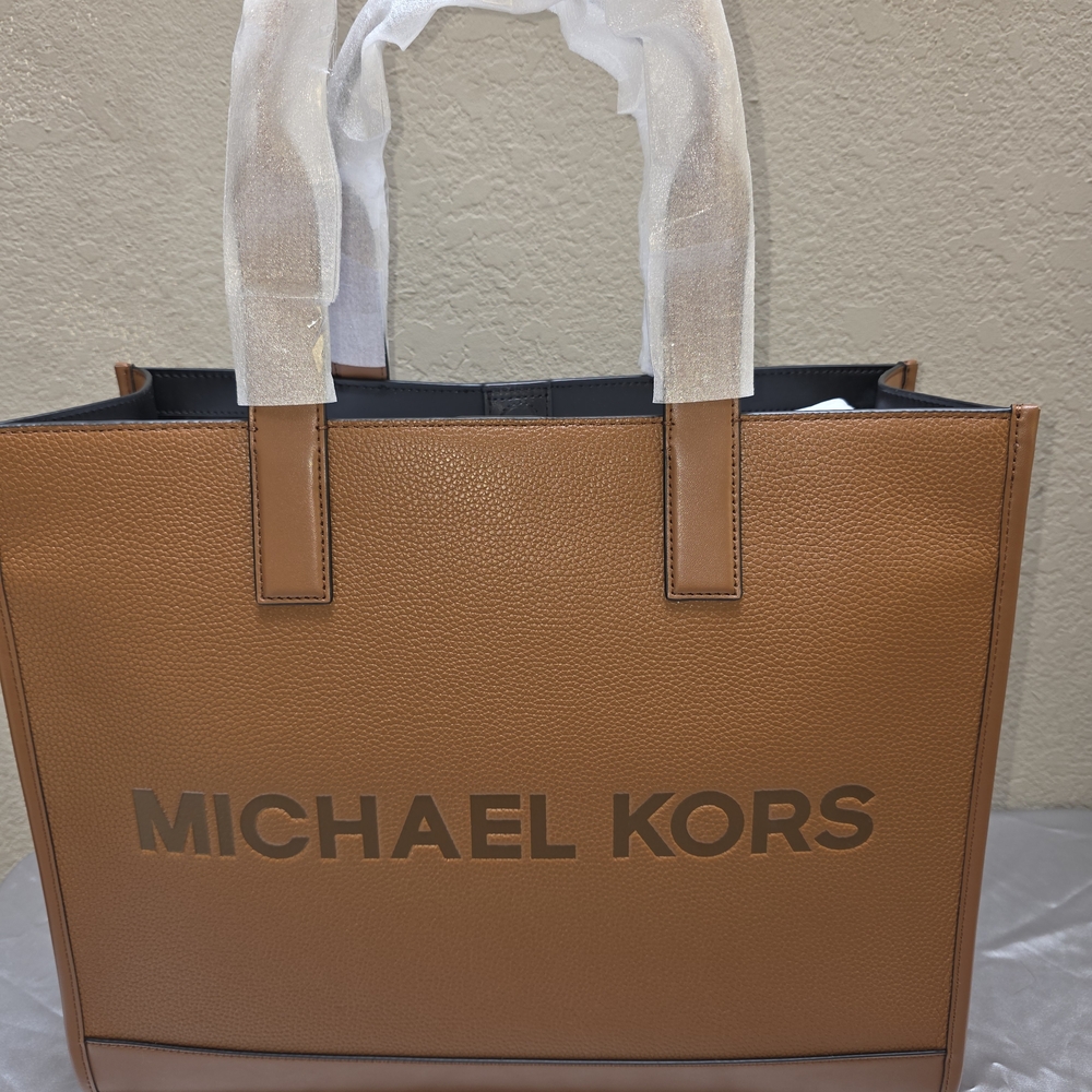 Michael Kors Tan Leather Logo Tote Bag for Men